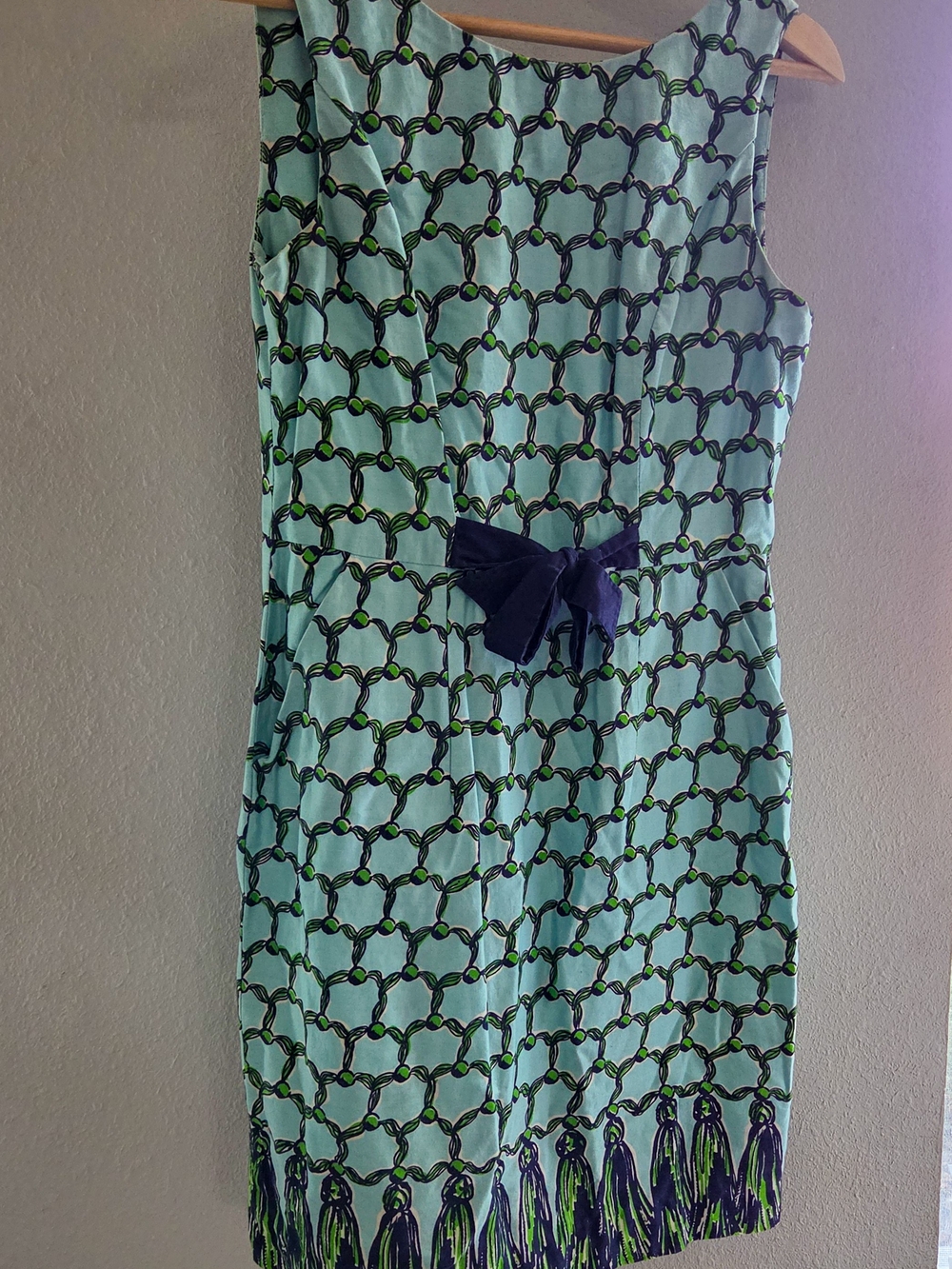 Lilly Pulitzer "Macrame Me" Cotton Shift Dress with Front Bow Size 2